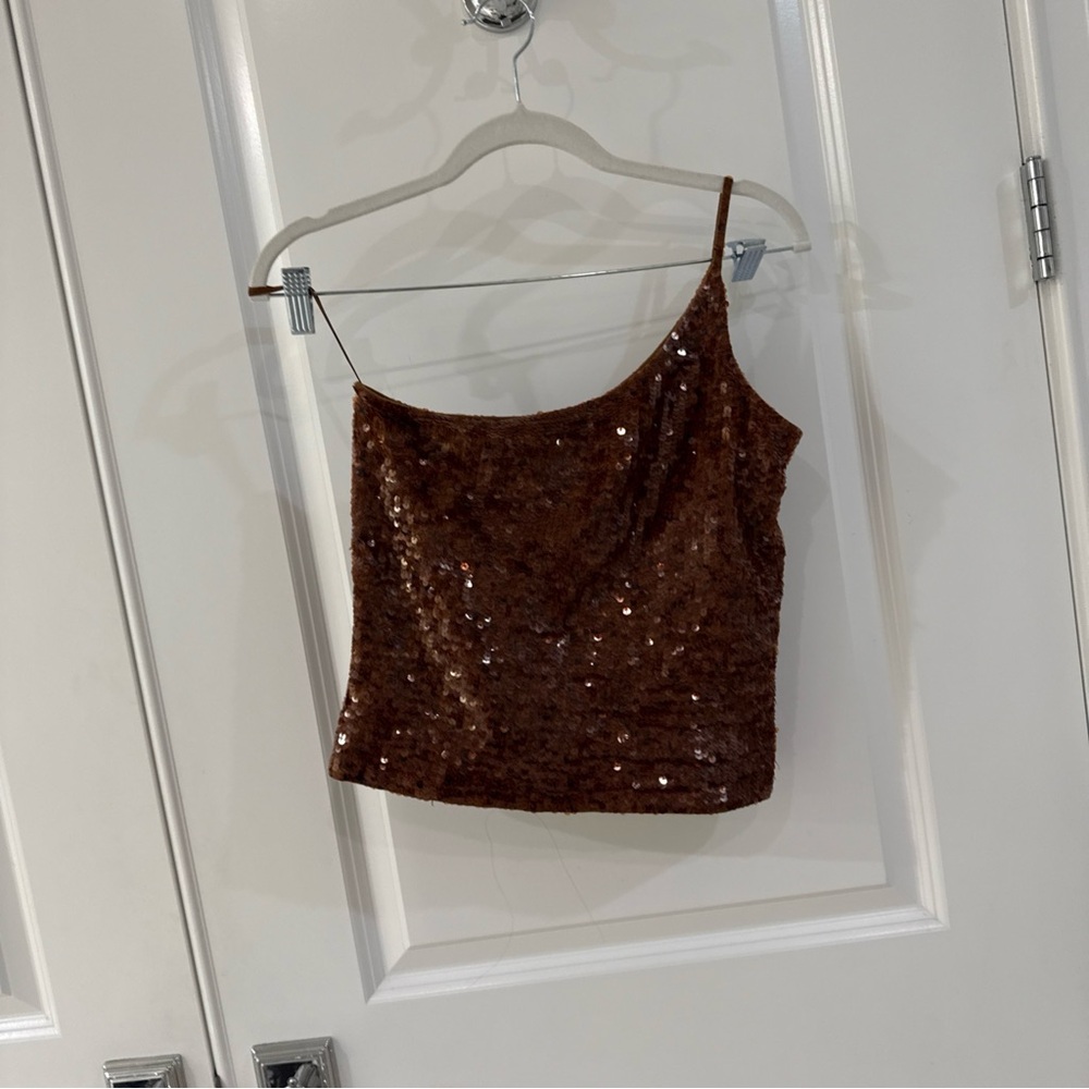 Express Brown Sequin Women's Top